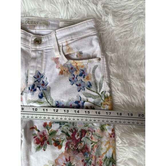 Guess Boot Mid Sexy Boot Floral Jeans Womens Sz 26 Embellishment Denim 26X32 - Picture 12 of 14